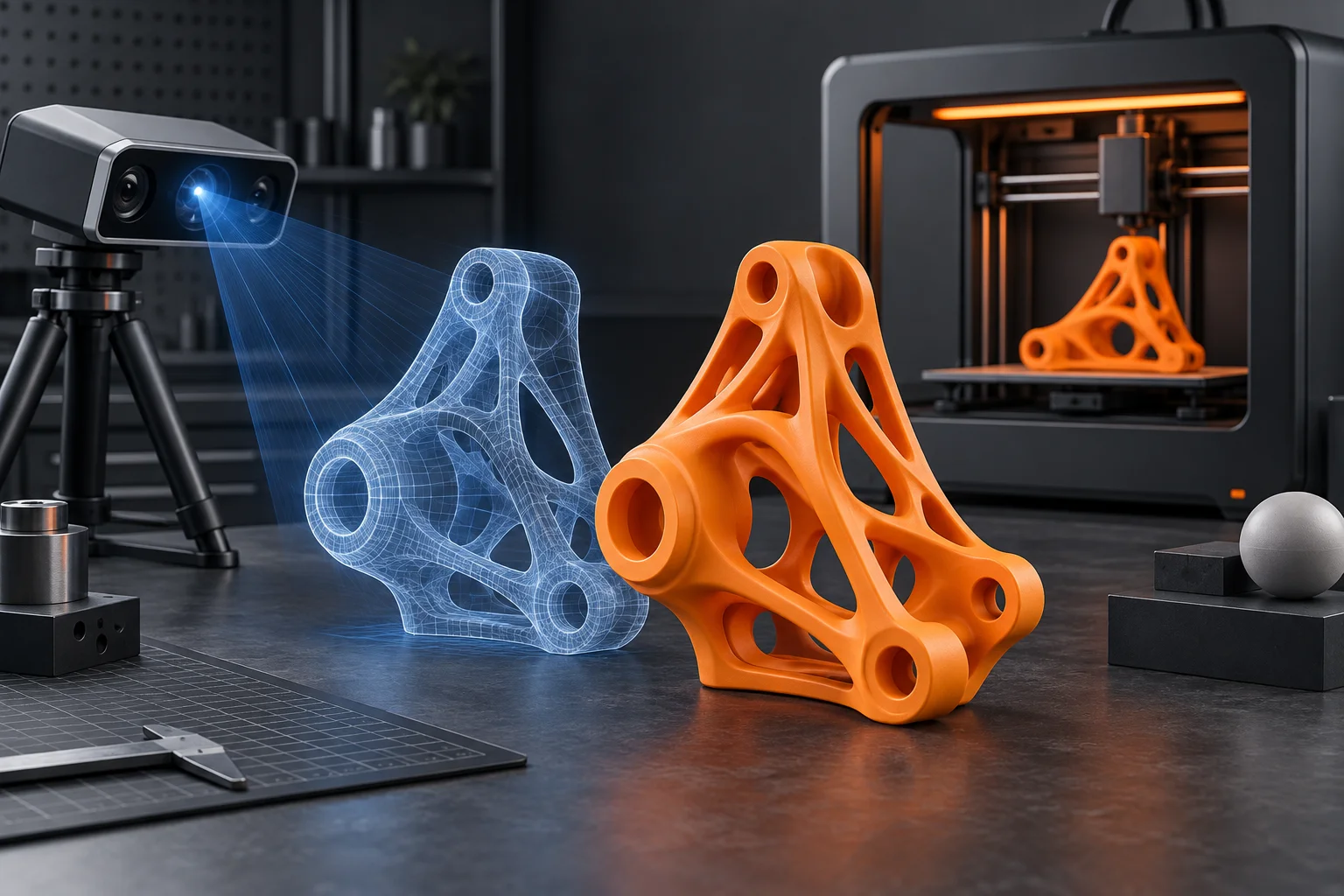 Exempel på fysisk 3D-modell och digital form